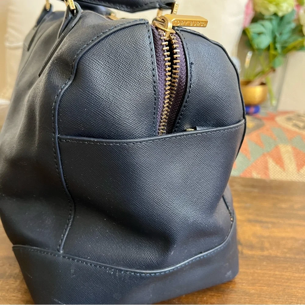 Tory Burch $698 Robinson Bowley Satchel Navy Saffiano Leather (No Long Strap)